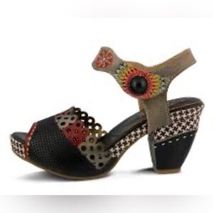 Colorful Embellished‎ Heeled Sandals